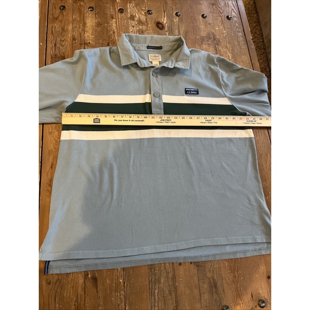 L.L. Bean Men’s Vintage Soft Rugby Stripe Shirt Size XL Blue Green Preppy EUC - Picture 5 of 9